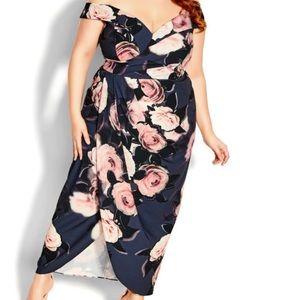 City Chic Sweet Love Floral Black Dress